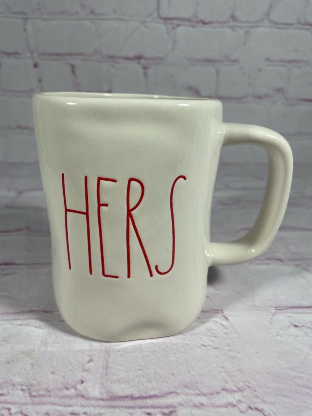 Rae Dunn by Magenta HERS White and Red Jumbo Ceramic Mug